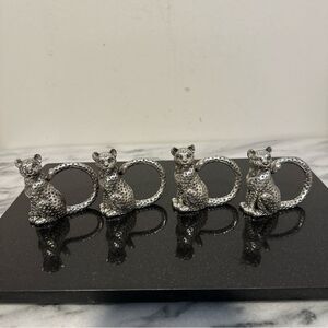 Silver Leopard Napkin Rings Set of 4 Arthur Court